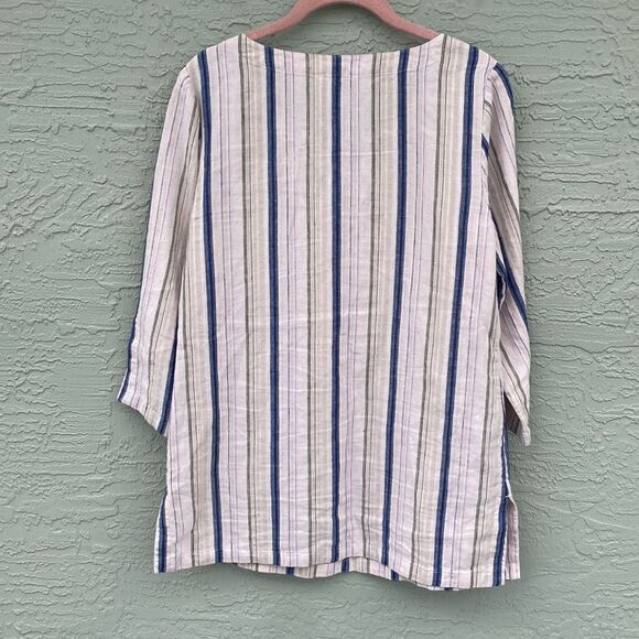 Tommy Bahama Sz XS Linen Metallic Boho 3/4 Sleeve Top - Picture 2 of 10